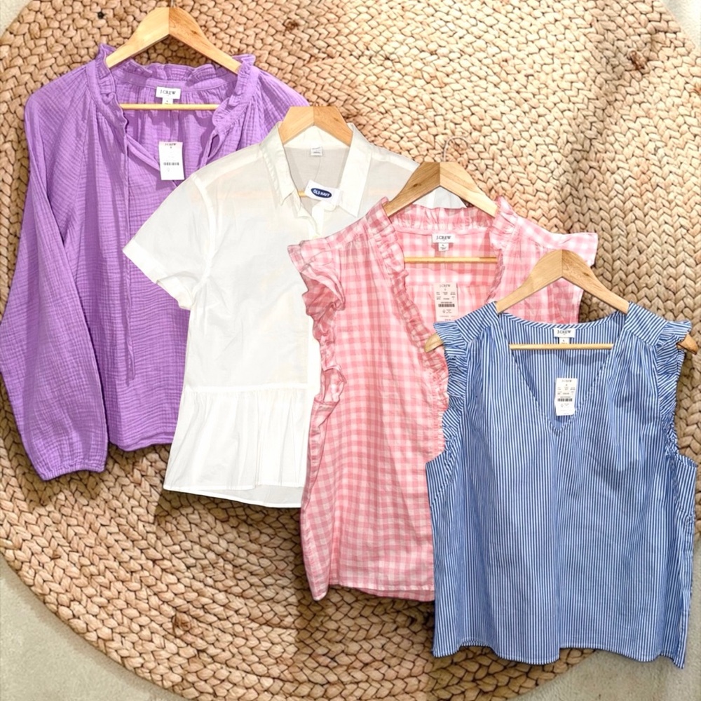 J.Crew and Old Navy NWT Women’s Size Large Coastal Blouse Bundle of 4 - Picture 3 of 8